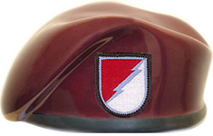 124th Cavalry Regt, C Troop, 3rd Sqd Ceramic Beret With Flash