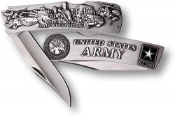 Army Lockback Knife - Large Silver Antique
