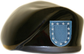 Army Black Ceramic Beret with Flash