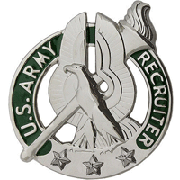 Army Recruiter Silver Dress Brite Metal Badge